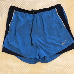 Nike Men's 2-in-1 Running Blue Shorts - 5in Inseam XL
